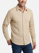 Men's Slim Fit Textured Cable Knit Long Sleeve Shirt Eleven Oasis