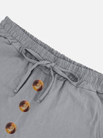 Men's Linen Blend Drawstring Button Fly Shorts Eleven Oasis