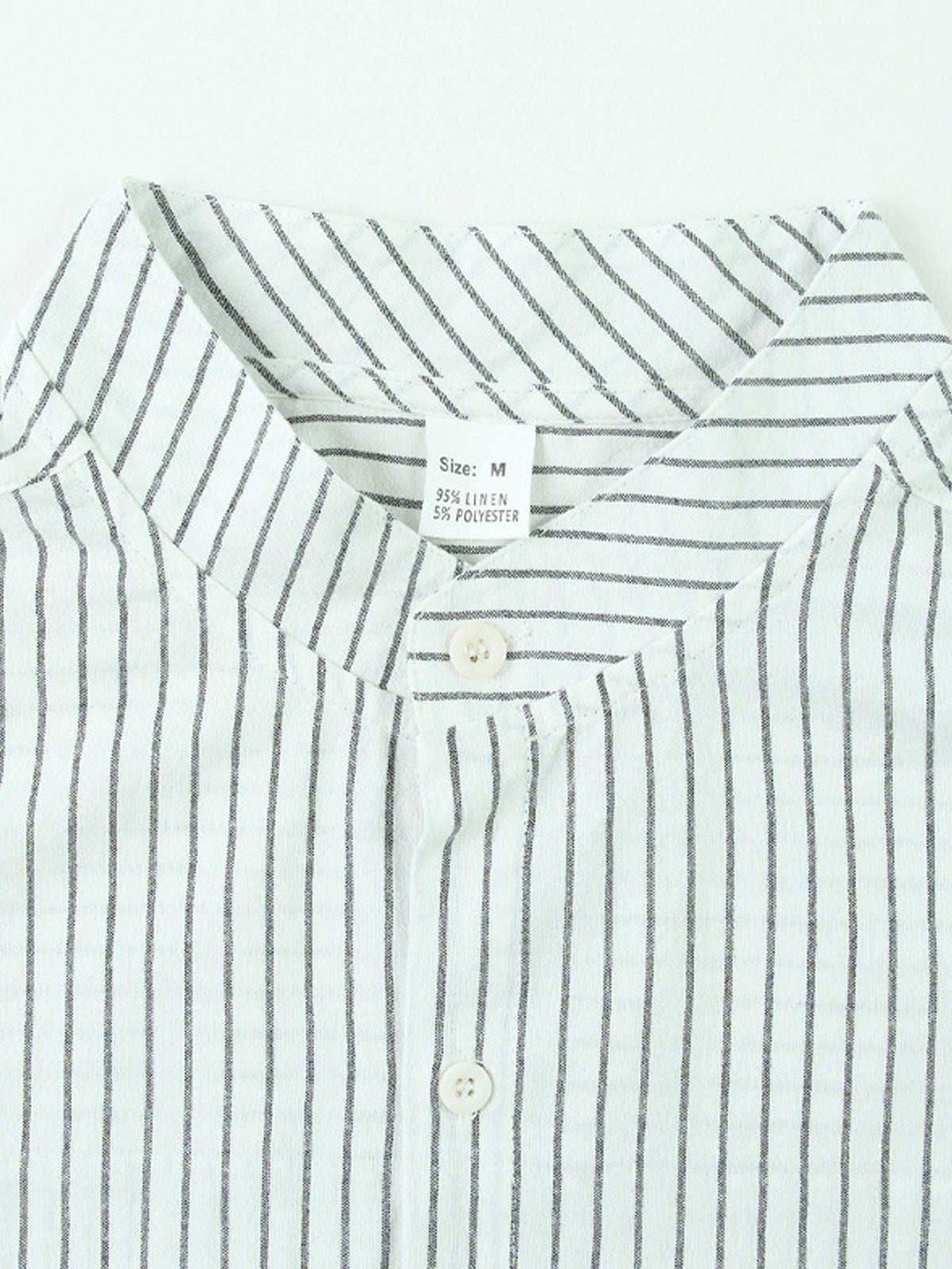 Men's Pinstripe Linen Blend Long Sleeve Shirt ElevenOasis