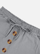 Men's Linen Blend Drawstring Button Fly Shorts Eleven Oasis