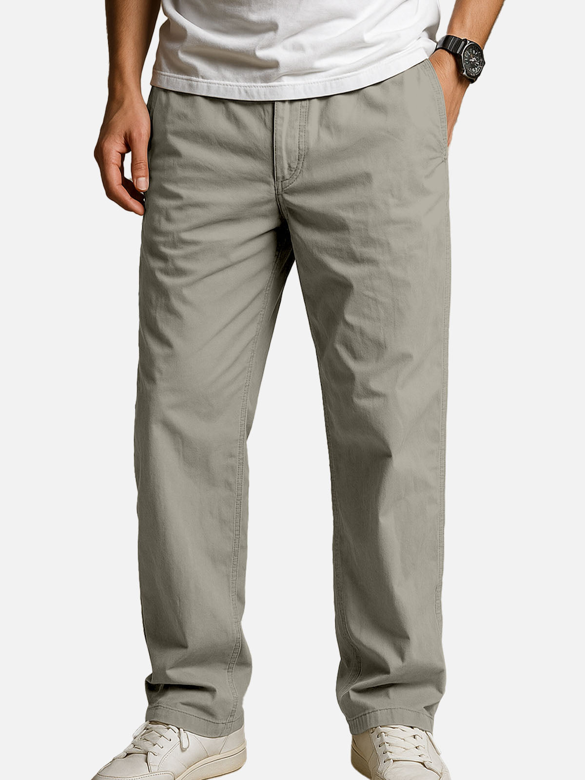 Men's Cotton Elastic Waist Chino Pants Eleven Oasis