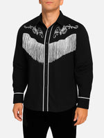 Men's Western Fringe Embroidered Long Sleeve Shirt Eleven Oasis