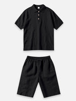 Men's Linen Blend Polo Short Set Eleven Oasis