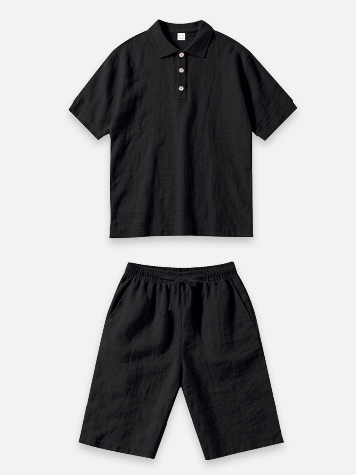 Men's Linen Blend Polo Short Set Eleven Oasis