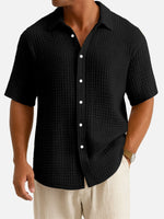 Men¡®s Cotton Waffle Texture Short Sleeve Shirt Eleven Oasis