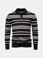 Men's Striped Knit Long Sleeve Polo Eleven Oasis