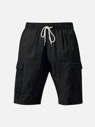 Men's Solid Color Linen Shorts Waist Drawstring Cargo Shorts ElevenOasis