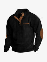 Men's Cord Texture Button Mock Neck Pullover Eleven Oasis