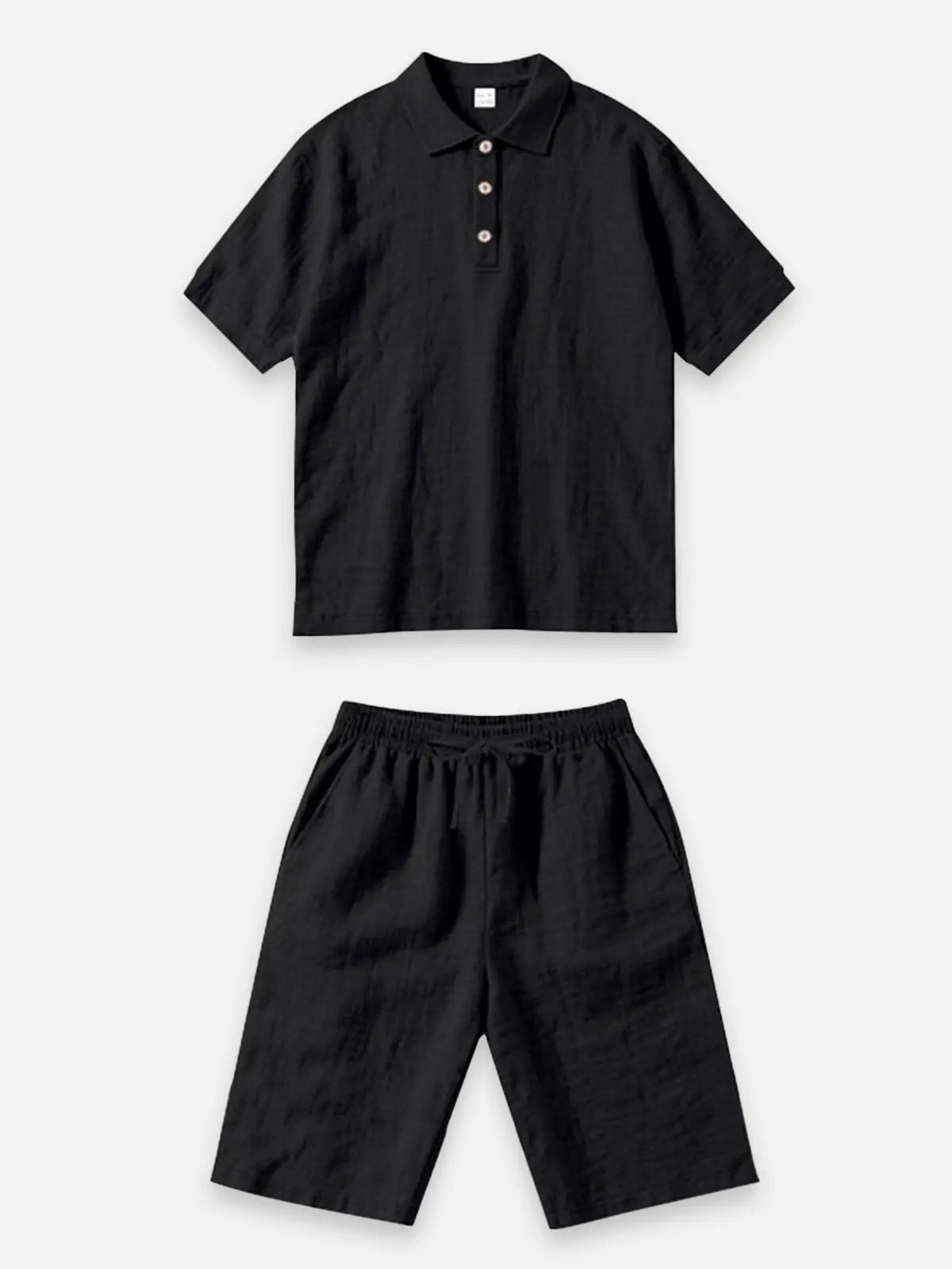 Men's Linen Blend Polo Short Set ElevenOasis