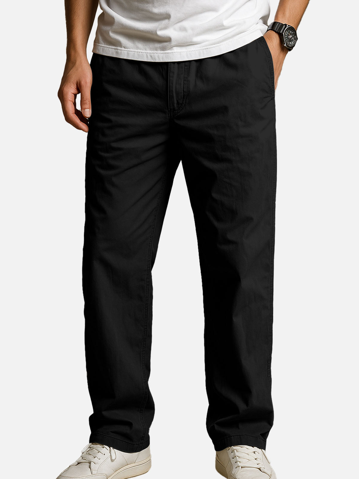 Men's Cotton Elastic Waist Chino Pants Eleven Oasis
