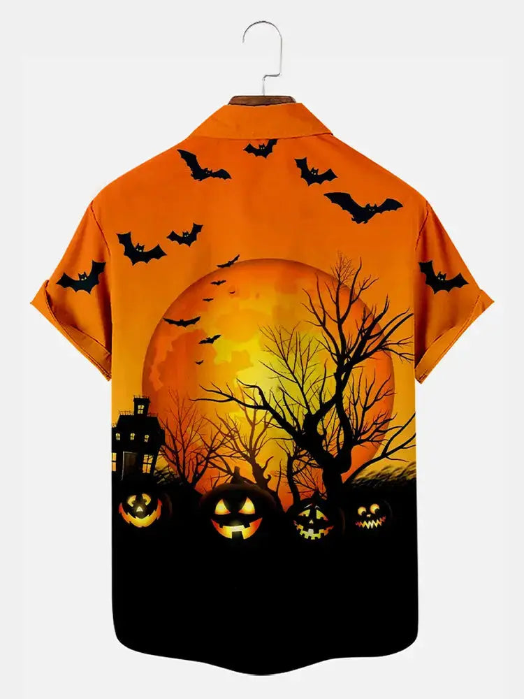 Halloween Forest Men's Short Sleeve ShirtMens short sleeve shirts Big and tall Mens shirts Short sleeve shirts for men Mens 4xl shirts Casual short sleeve shirts