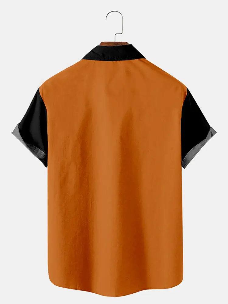 Halloween Spider Casual Loose Men's Short-Sleeved ShirtMens short sleeve shirts Big and tall Mens shirts Short sleeve shirts for men Mens 4xl shirts Casual short sleeve shirts