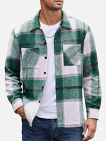 Men's Warm Plaid Button-Up Long Sleeve Shirt Jacket Eleven Oasis
