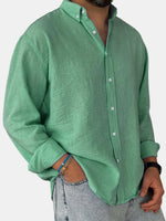 Men's 100% Cotton Button Down Long Sleeve Shirt Eleven Oasis