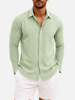 Men's Linen Cotton Blend Long Sleeve Shirt Eleven Oasis