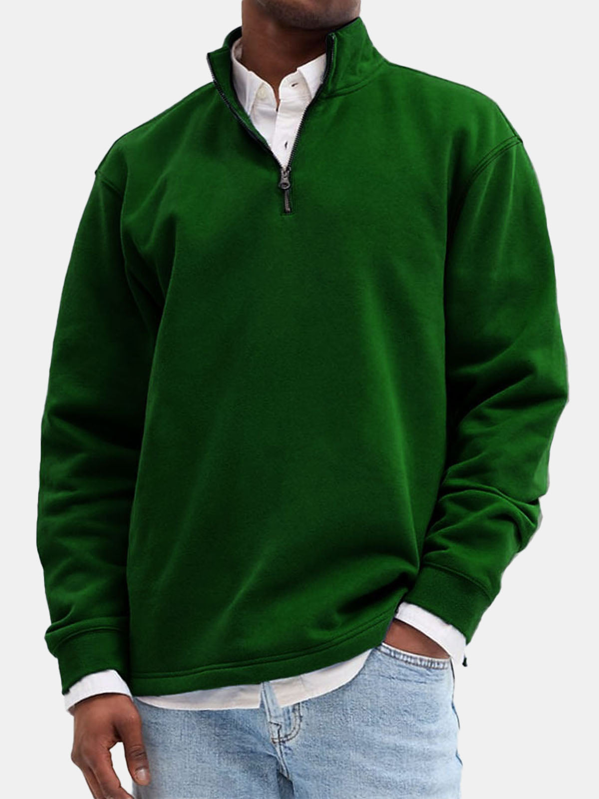 Men's Quarter-Zip Cotton Blend Sweatshirt Eleven Oasis