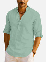 Men's Cotton Stand Collar Long Sleeve Shirt Eleven Oasis