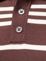 Men's Striped Knit Long Sleeve Polo Eleven Oasis