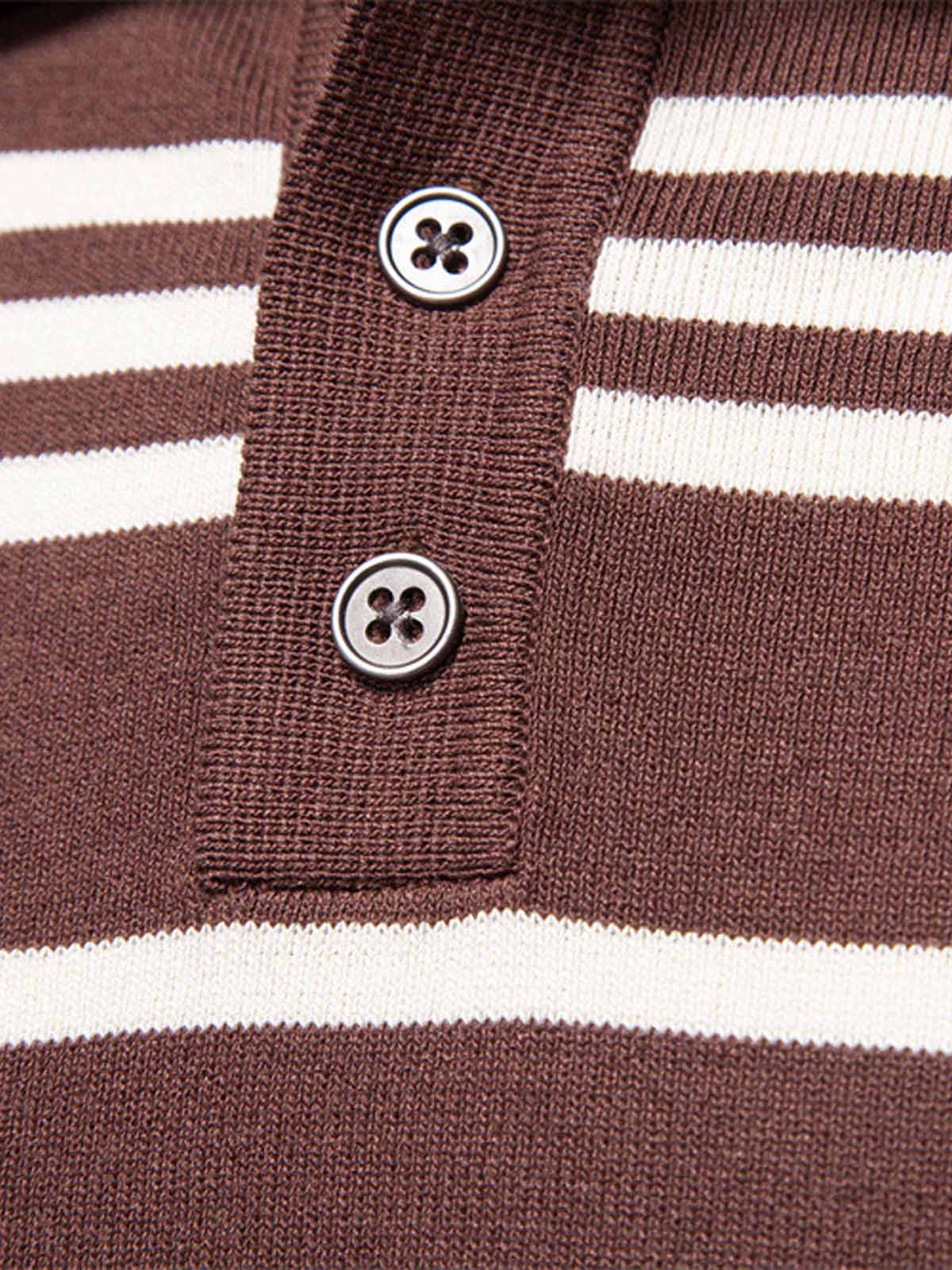 Men's Striped Knit Long Sleeve Polo Eleven Oasis