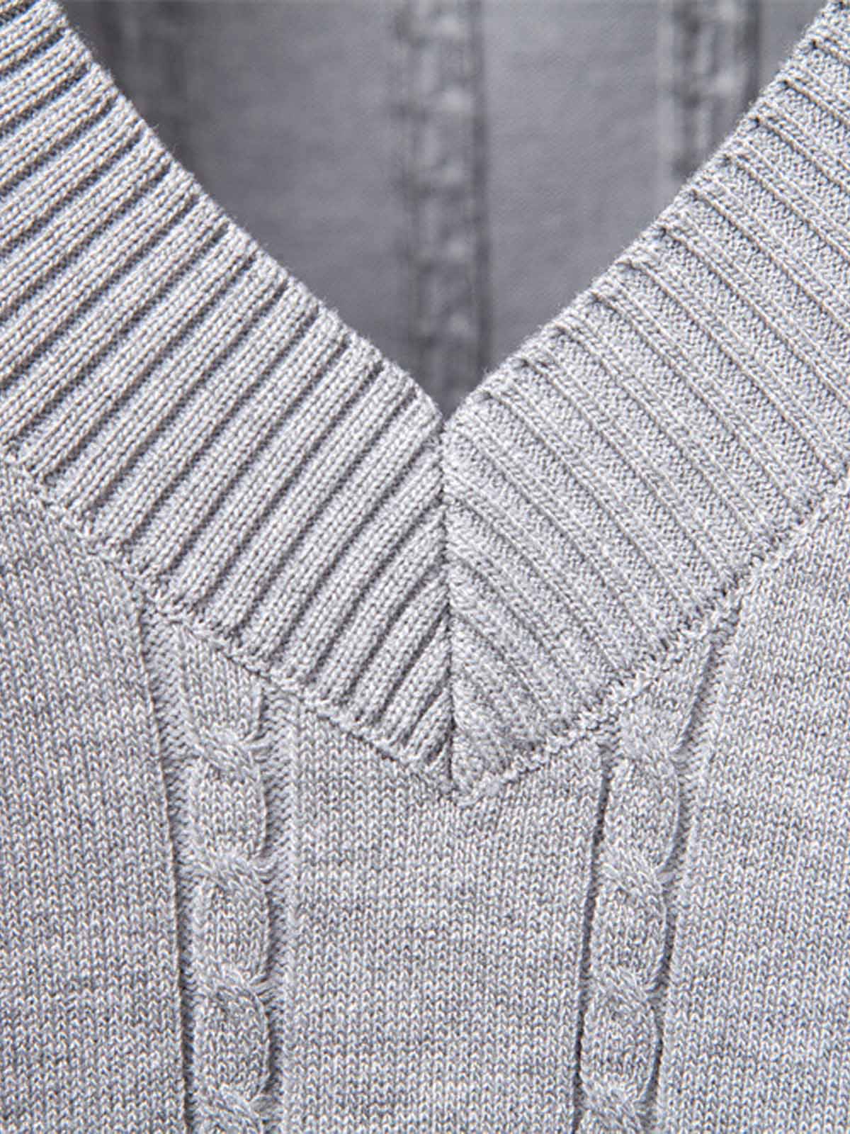 Men's Cable Knit V-Neck Sweater Vest Eleven Oasis