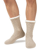 Cable Knit Sherpa-Lined Slipper Socks ElevenOasis