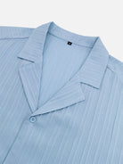 Men's Camp Collar Textured Stripes Short Sleeve Shirt Eleven Oasis