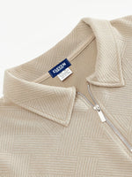 Men's Black Textured Half-Zip Pullover Sweatshirt Eleven Oasis