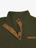 Men's Cord Texture Button Mock Neck Pullover Eleven Oasis