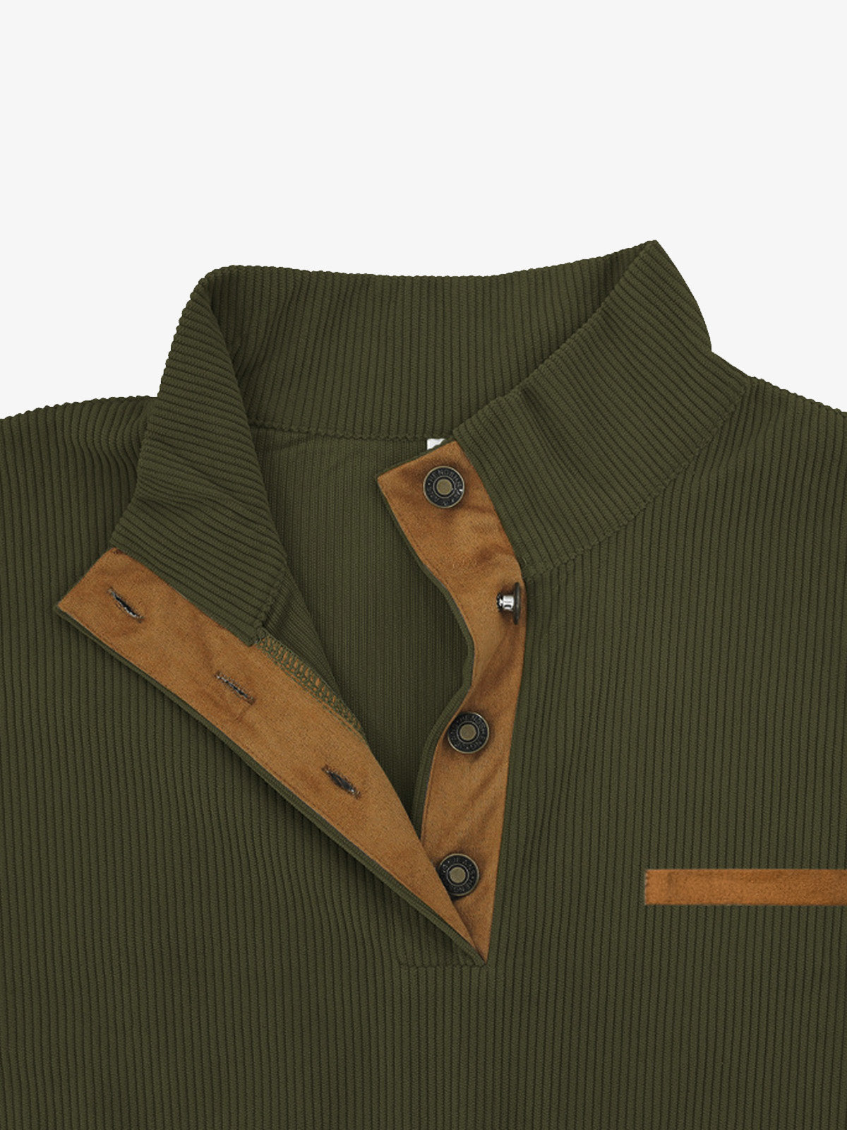 Men's Cord Texture Button Mock Neck Pullover Eleven Oasis