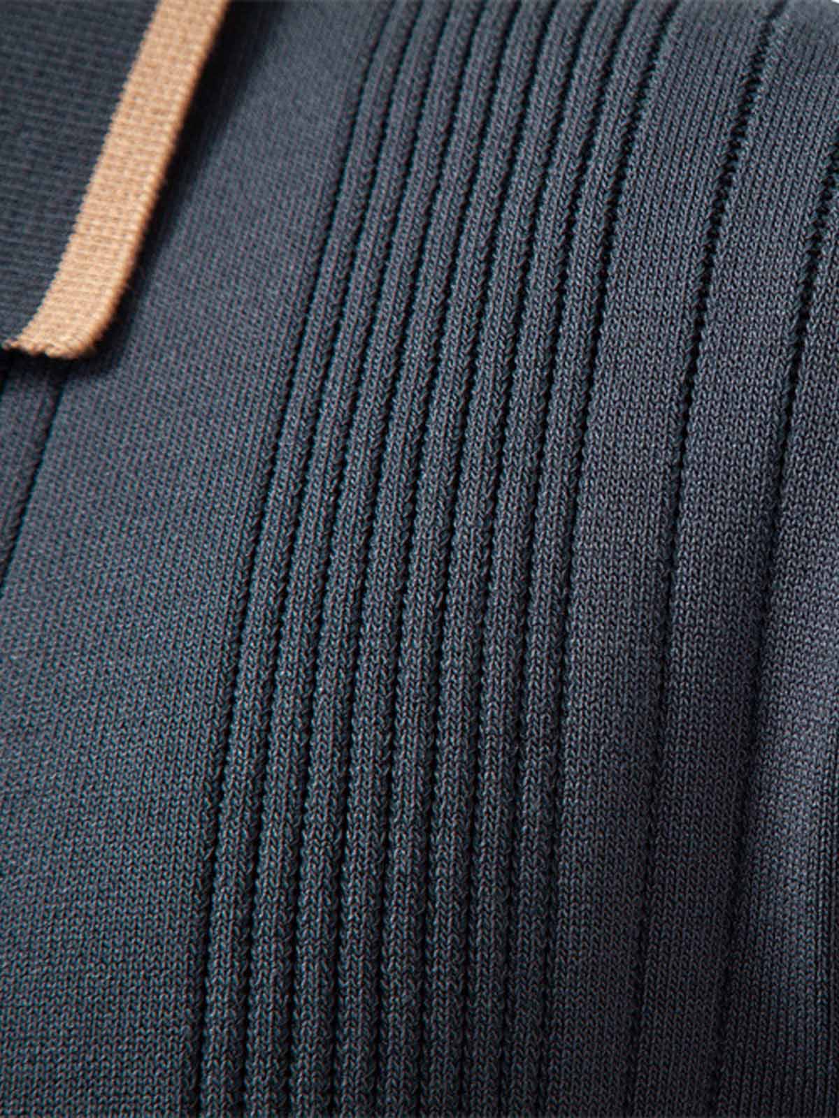 Men's Ribbed Knit Long Sleeve Polo Eleven Oasis