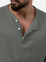 Men's Linen-Look Henley Loungewear Set ElevenOasis