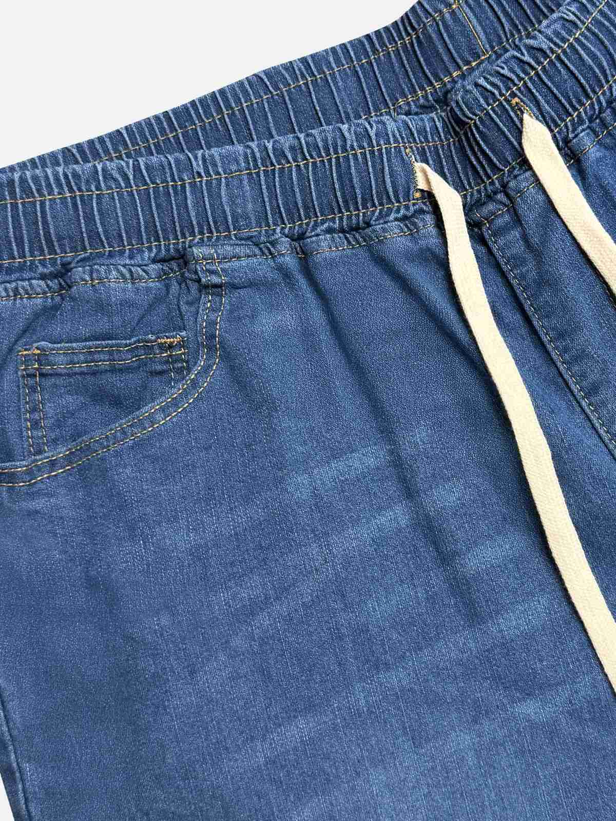 Men's Faded Wash Wide-Leg Drawstring Denim Pants ElevenOasis