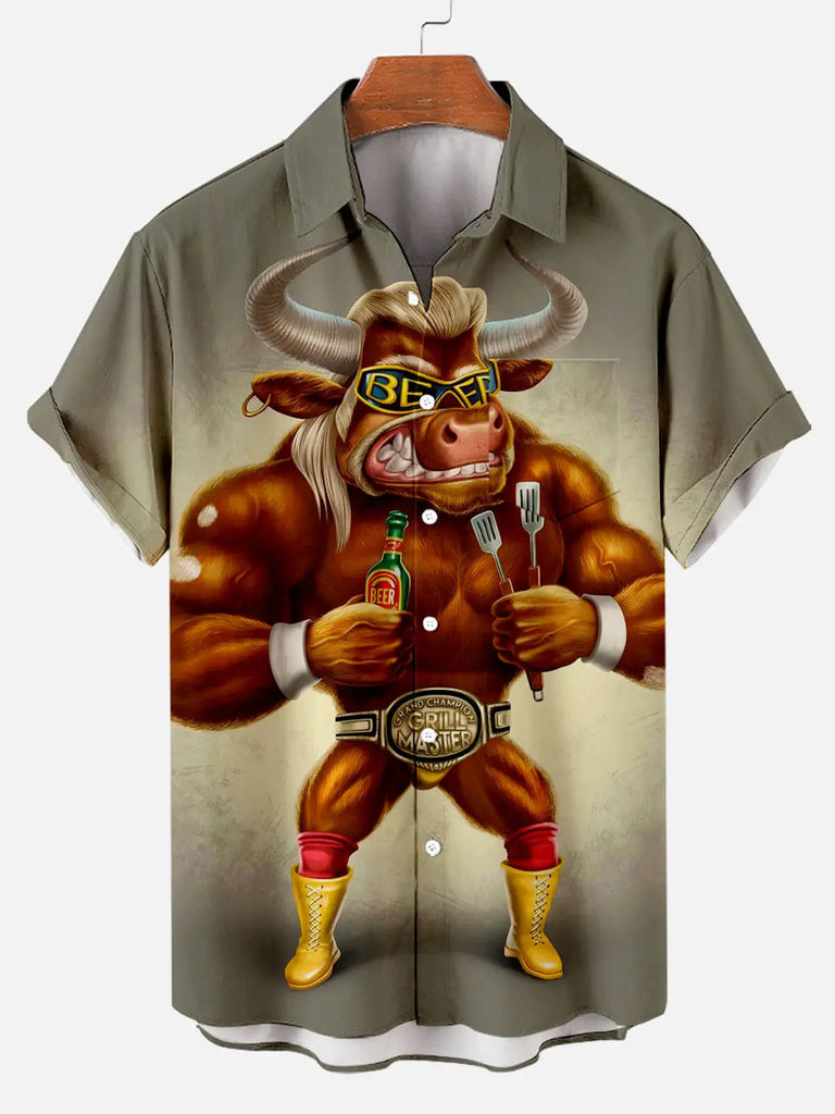 Fun Grumpy Cow Men's Short Sleeve ShirtMens short sleeve shirts Big and tall Mens shirts Short sleeve shirts for men Mens 4xl shirts Casual short sleeve shirts