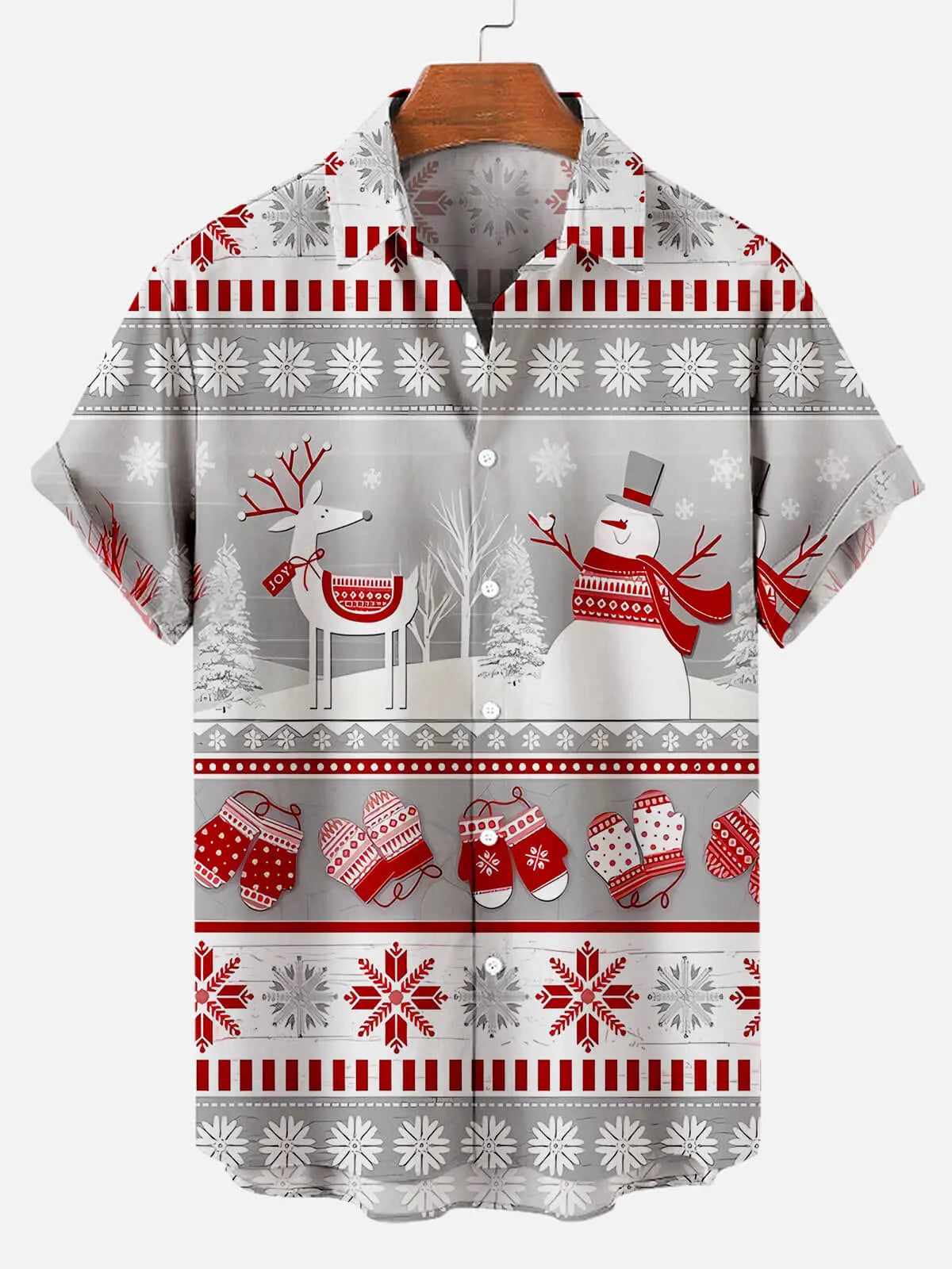 Christmas Snowman and Reindeer Printed Men's Short Sleeve ShirtMens short sleeve shirts Big and tall Mens shirts Short sleeve shirts for men Mens 4xl shirts Casual short sleeve shirts