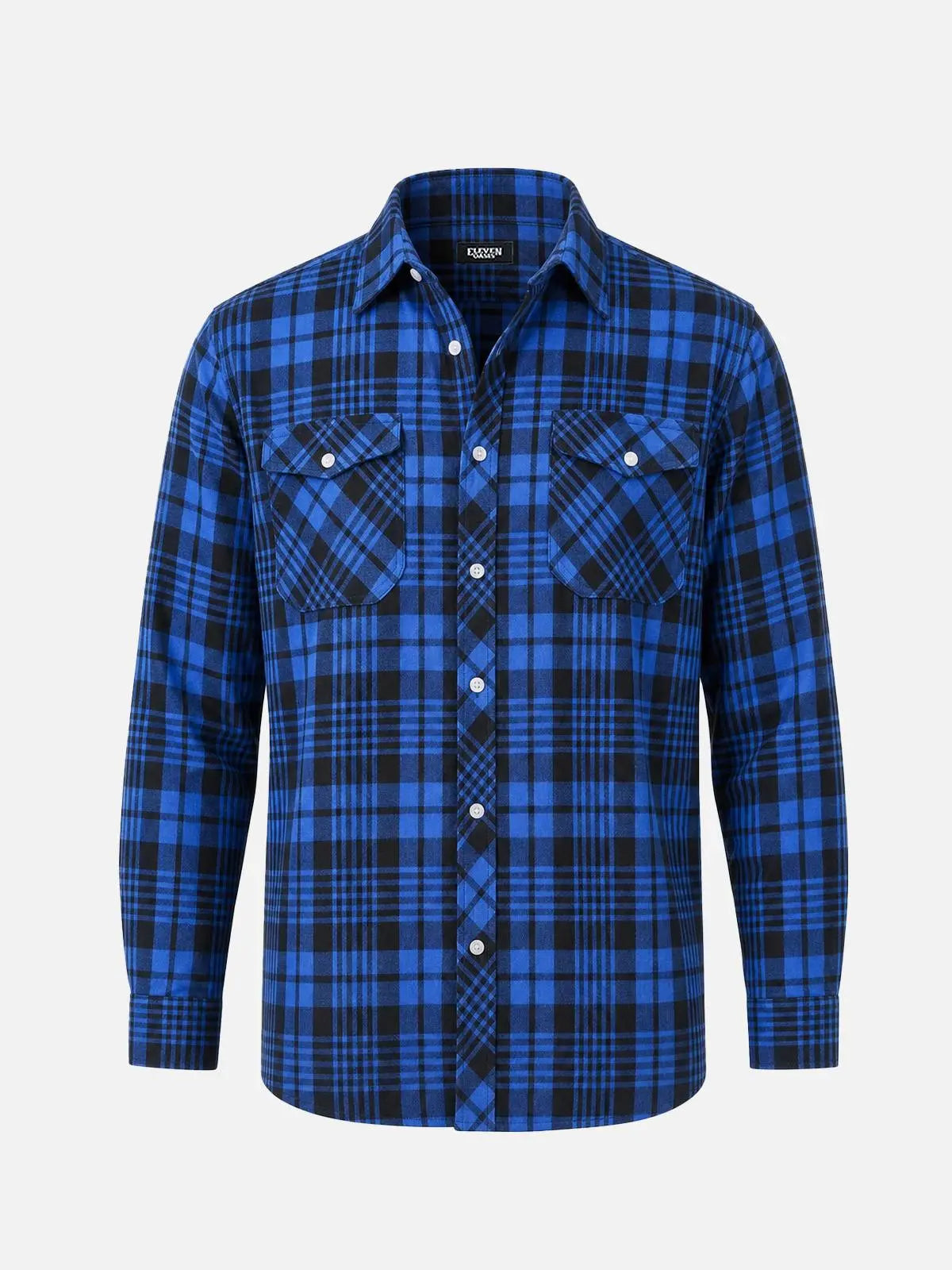 Men's Brushed Plaid Double Pocket Long Sleeve Flannel Shirt Eleven Oasis