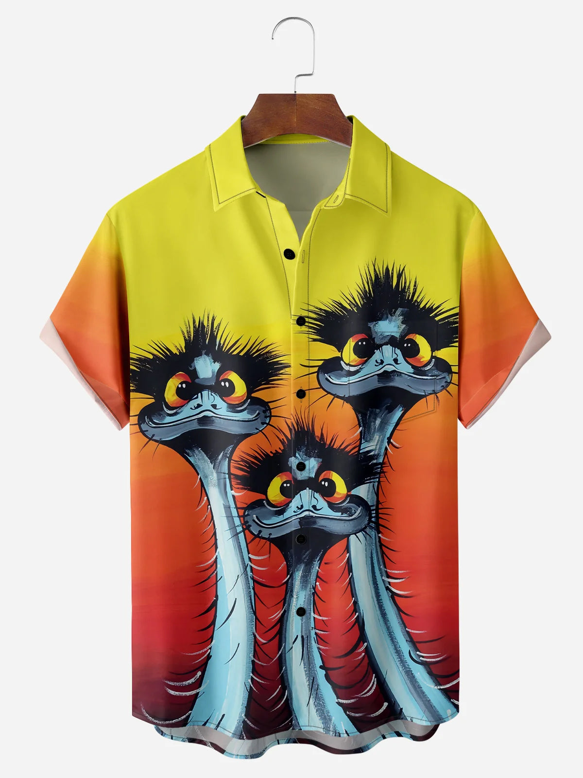 Men's Funny Ostrich Birds Short Sleeve Casual ShirtMens short sleeve shirts Big and tall Mens shirts Short sleeve shirts for men Mens 4xl shirts Casual short sleeve shirts