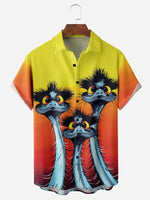 Men's Funny Ostrich Birds Short Sleeve Casual ShirtMens short sleeve shirts Big and tall Mens shirts Short sleeve shirts for men Mens 4xl shirts Casual short sleeve shirts