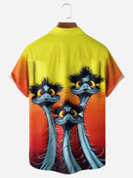 Men's Funny Ostrich Birds Short Sleeve Casual ShirtMens short sleeve shirts Big and tall Mens shirts Short sleeve shirts for men Mens 4xl shirts Casual short sleeve shirts