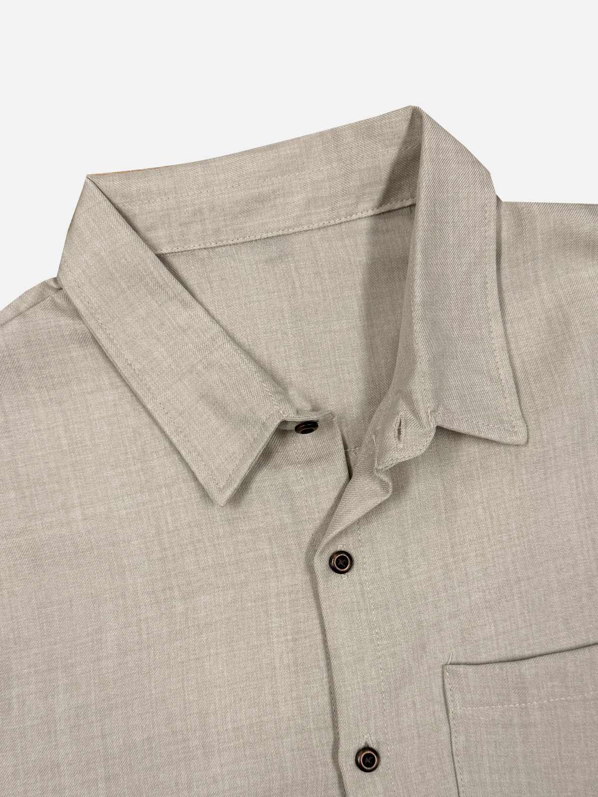 Men's Textured Linen-Look Pocket Long Sleeve Shirt Eleven Oasis