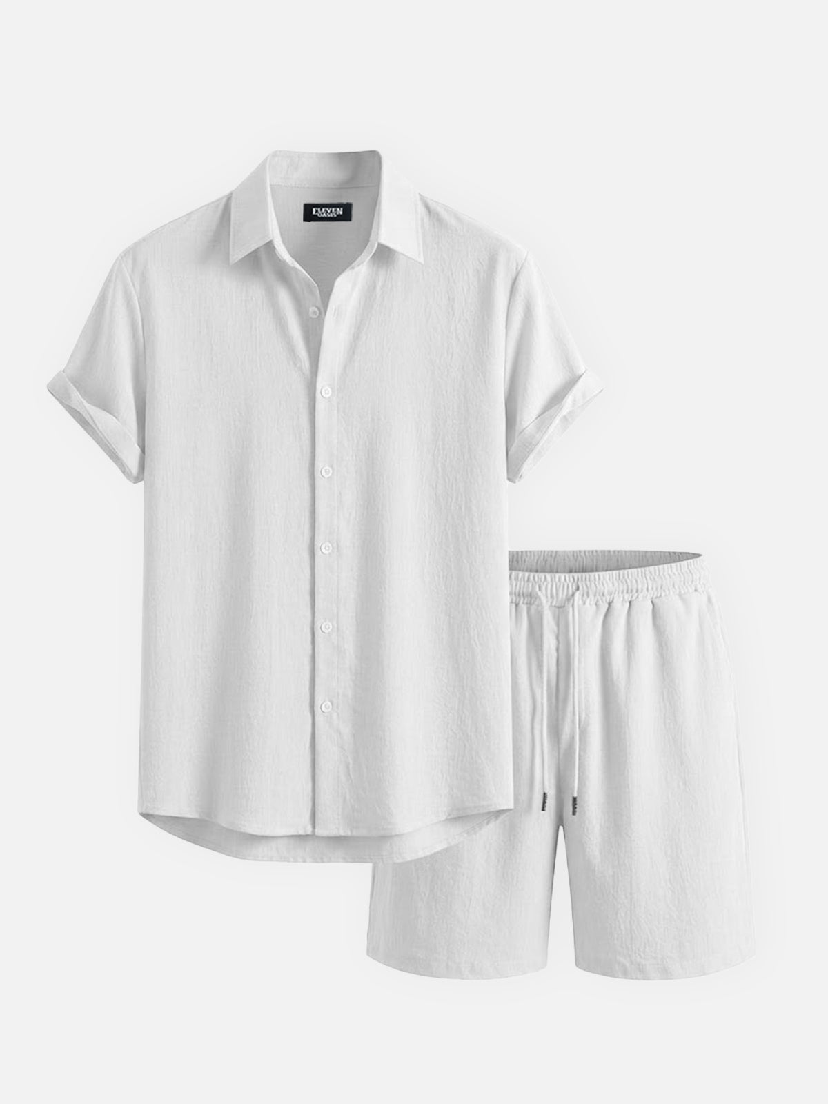 Men's Casual Textured Slim Fit Short Sleeve Shirt and Shorts Set Eleven Oasis
