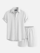 Men's Casual Textured Slim Fit Short Sleeve Shirt and Shorts Set Eleven Oasis