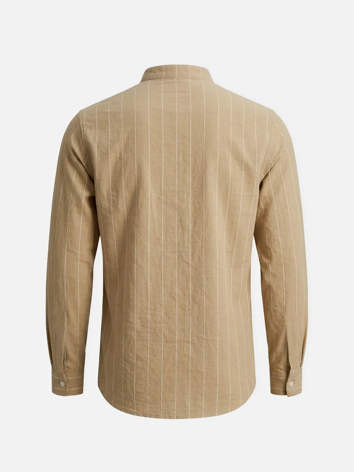 Men's Slim Fit Vertical Stripe Mandarin Collar Long Sleeve Shirt Eleven Oasis