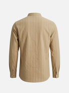 Men's Slim Fit Vertical Stripe Mandarin Collar Long Sleeve Shirt Eleven Oasis