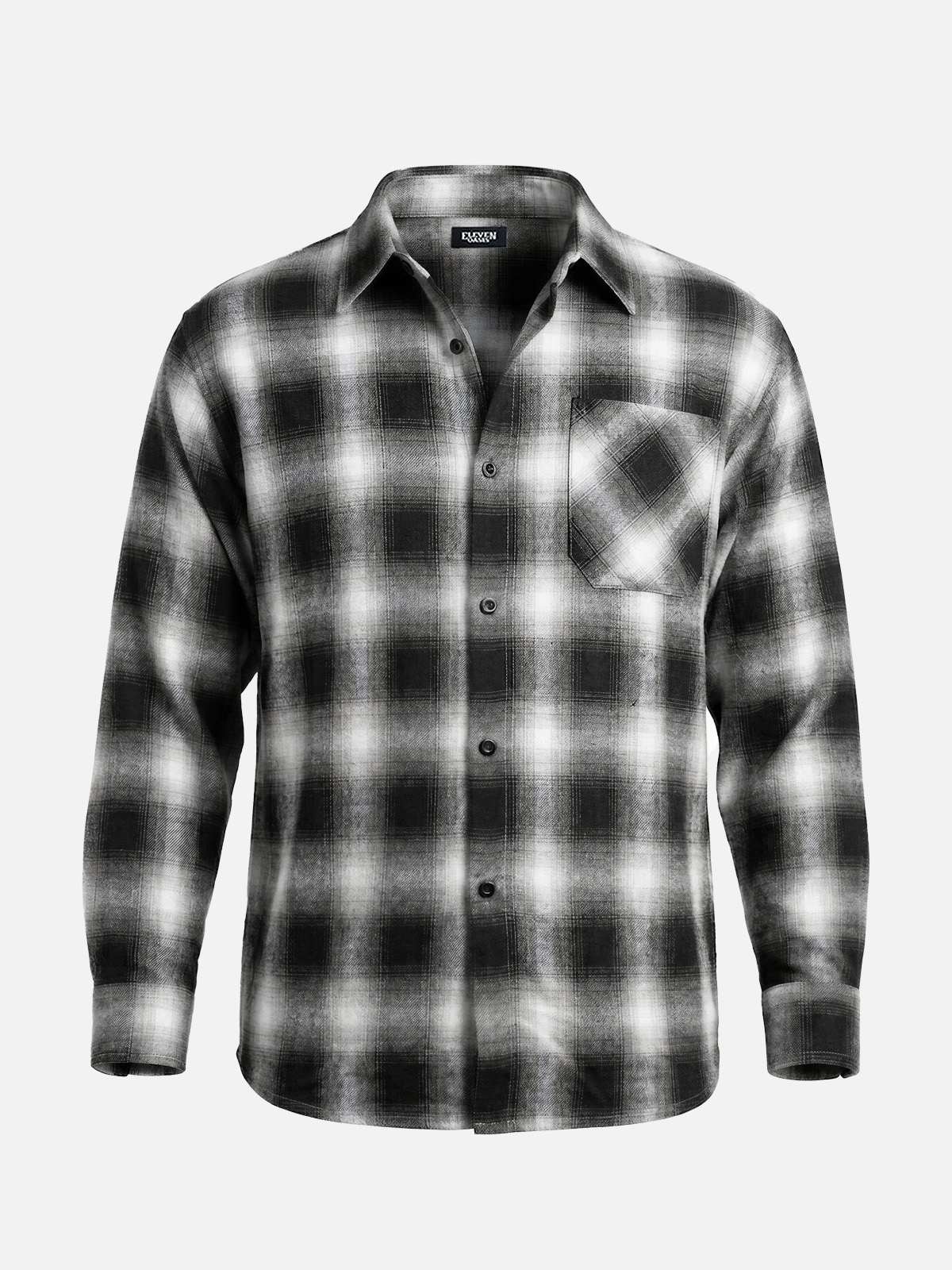 Men's Shadow Plaid Pocket Long Sleeve Shirt Eleven Oasis