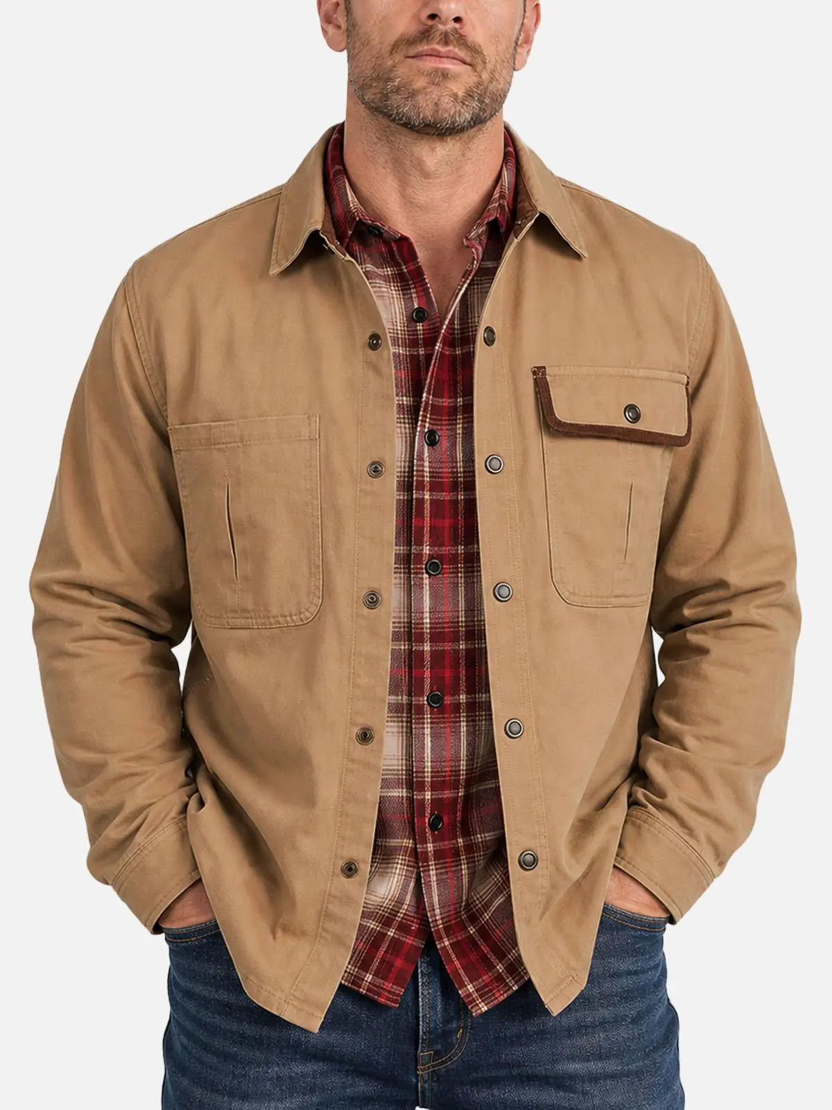 Men's Relaxed Fit Vintage Utility Overshirt Jacket ElevenOasis