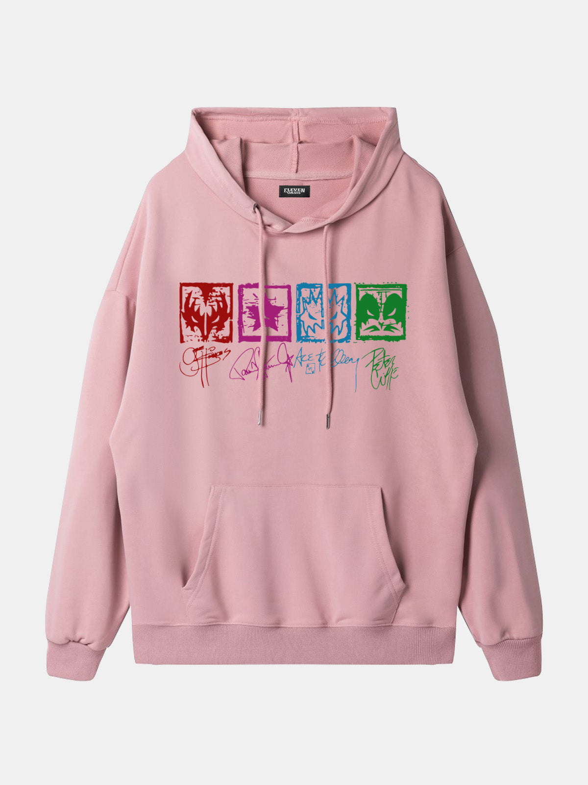 KISS Band Member Faces Vintage Graphic Hoodie Eleven Oasis