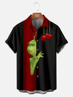 Christmas Grinch Monster Men's Short Sleeve Casual Shirt Eleven Oasis