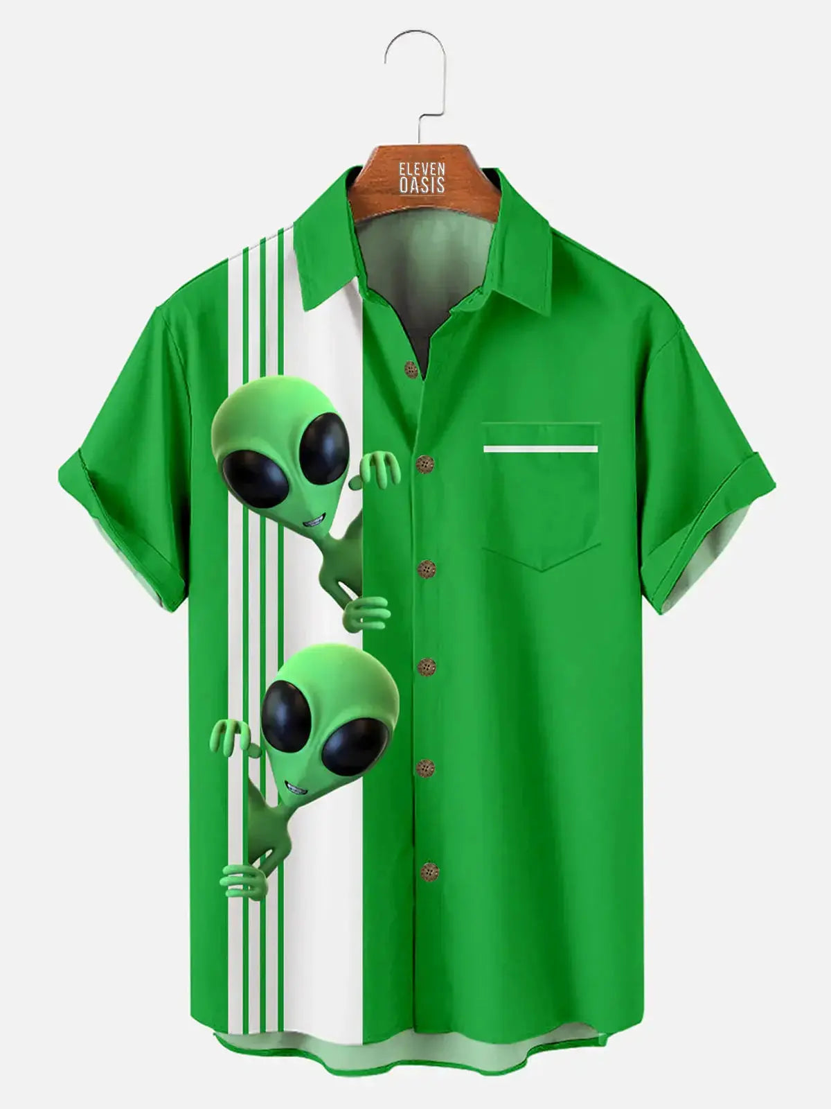 Alien Stripe Pocket Short Sleeve Bowling ShirtMens short sleeve shirts Big and tall Mens shirts Short sleeve shirts for men Mens 4xl shirts Casual short sleeve shirts