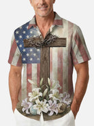 Men's American Faith Cross Short Sleeve Shirt Eleven Oasis