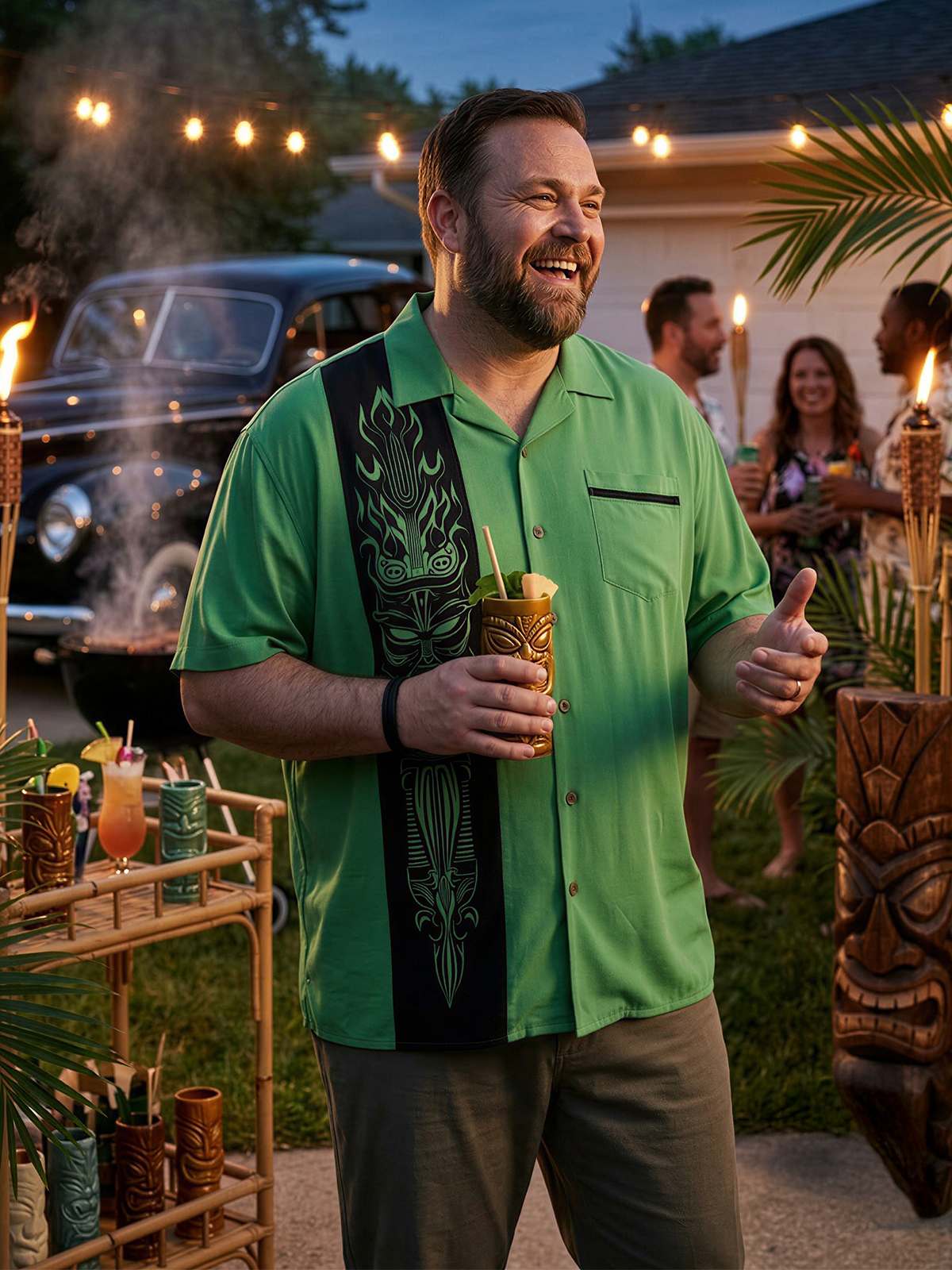 Tall Men's Tiki Garage Short Sleeve Shirt Eleven Oasis